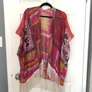 Sheer Paisley Caftan Coverup